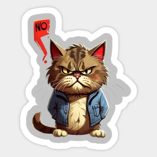 Funny angry Cat Says No: Funny illustration for cat lover. Sticker